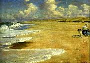 Peter Severin Kroyer marie kroyer malar pa stenbjerg strand oil painting reproduction